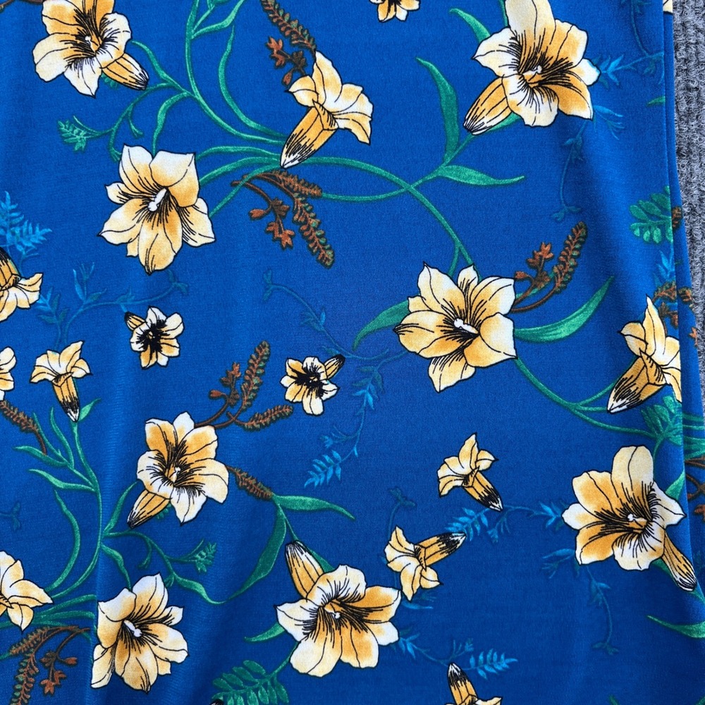 Floral Rhinestone Puff Sleeve Top Womens Medium Blue Sheer‎ Boho Cottage Party - Picture 11 of 12